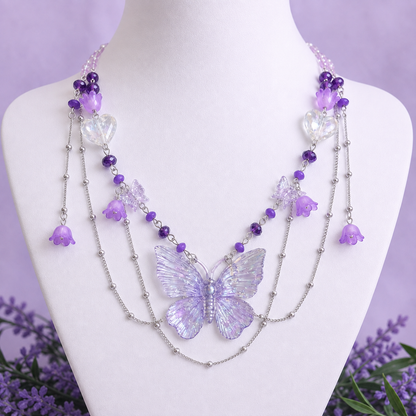 Collar Mariposa Violeta Floral