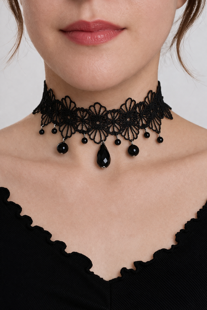 Gargantilla Black Rose Floral de Tela