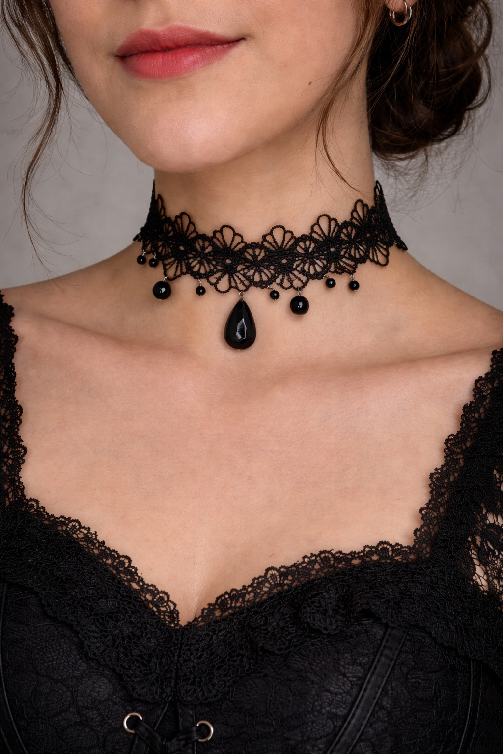 Gargantilla Black Rose Floral de Tela
