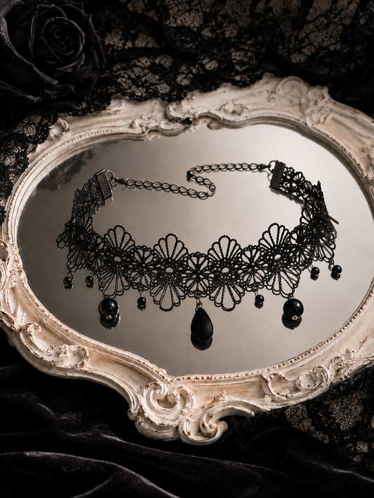 Gargantilla Black Rose Floral de Tela